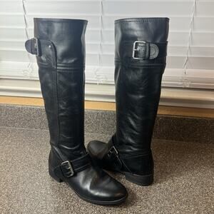 Nine West Vintage America Collection Knee High Boots Women's 6.5 M Black Leather